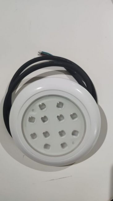 LUMINARIA LED DE PISCINA DE LED RGB 18W REDONDO CORPO BRANCO