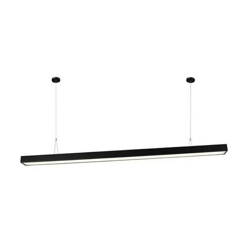 LUMINARIA LINEAR PENDENTE ESCRITÓRIO DECORATIVA BRANCO QUENTE 3000K 6005 PRETO