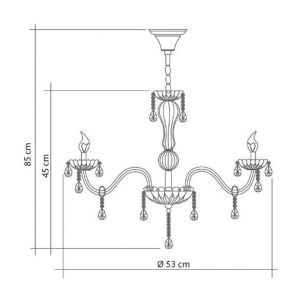 LUSTRE CANDELABRO FRANCE 6 E-14 CRISTAL TRANSPARENTE