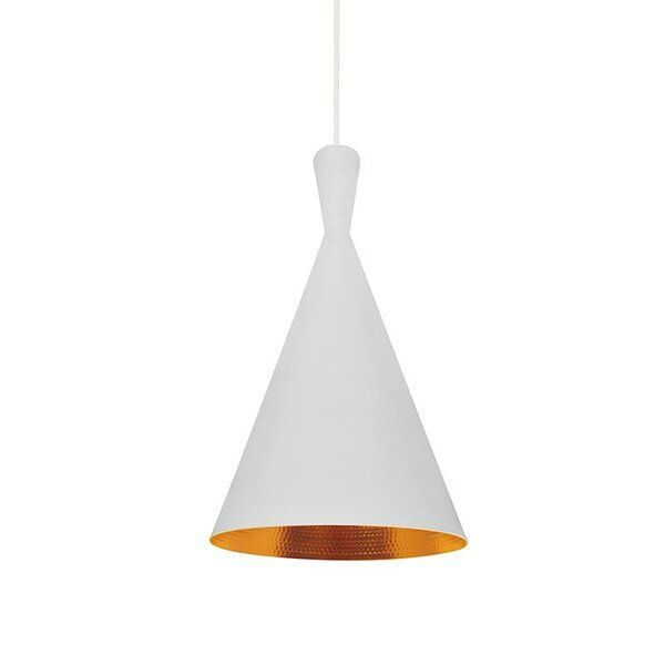 PENDENTE CONE BRANCO COM INTERNA GOLD E27 AL401-GOLD