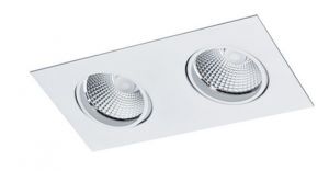 SPOT EMBUTIR PLANO ALUMINIO SATIN PARA 2XMR16 BRANCO