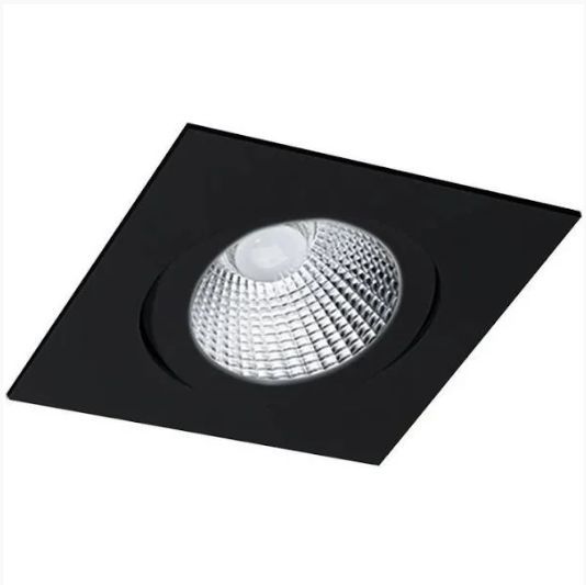 SPOT EMBUTIR ALUMINIO PLANO SATIN QUADRADO 1XPAR20 PRETO